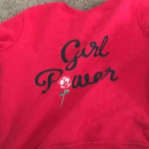 Red sweatshirt that says girl power
